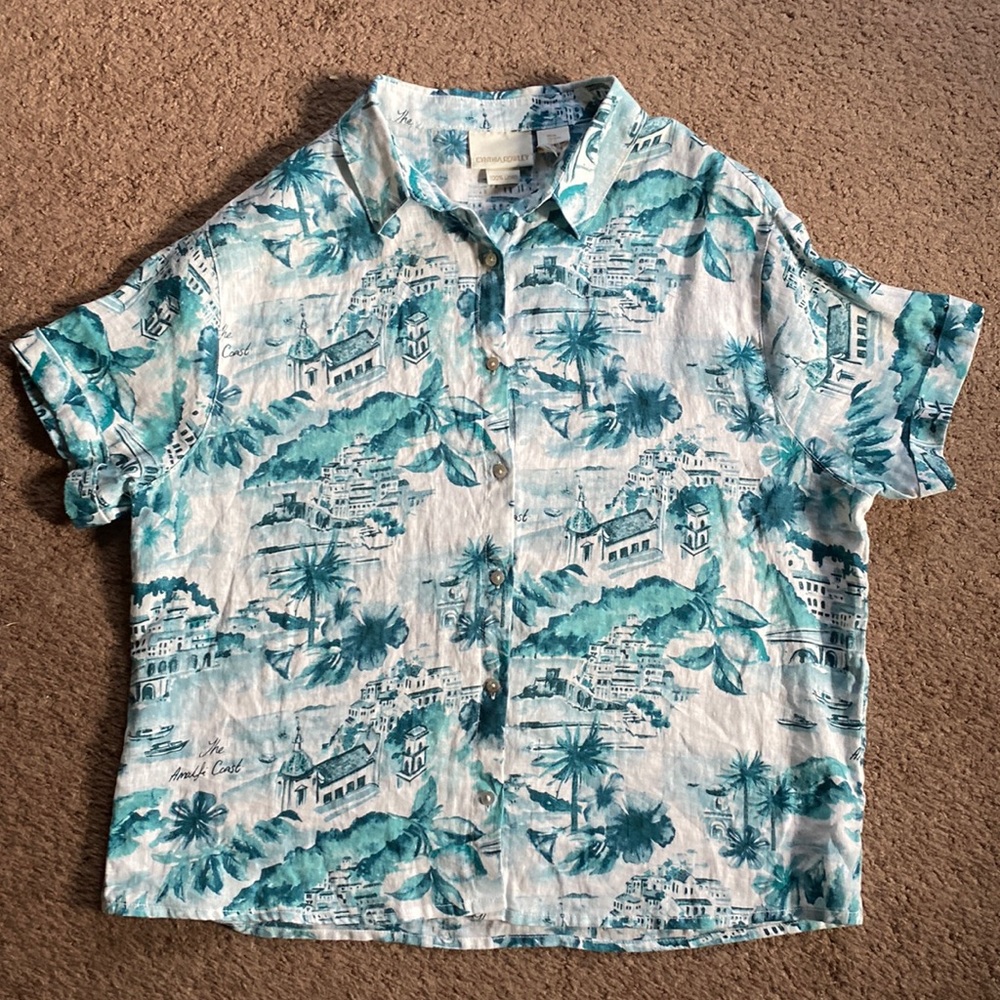 🌴 5/$50 Linen Amalfi Coast Breezy Summer Shirt NWOT Wms M